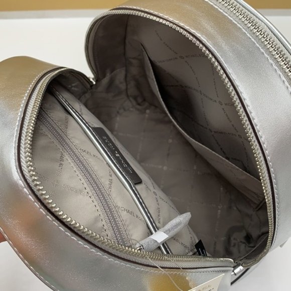 Michael Kors Jet Set Girls Adina Medium Backpack Bright White Silver Multi - Picture 14 of 16